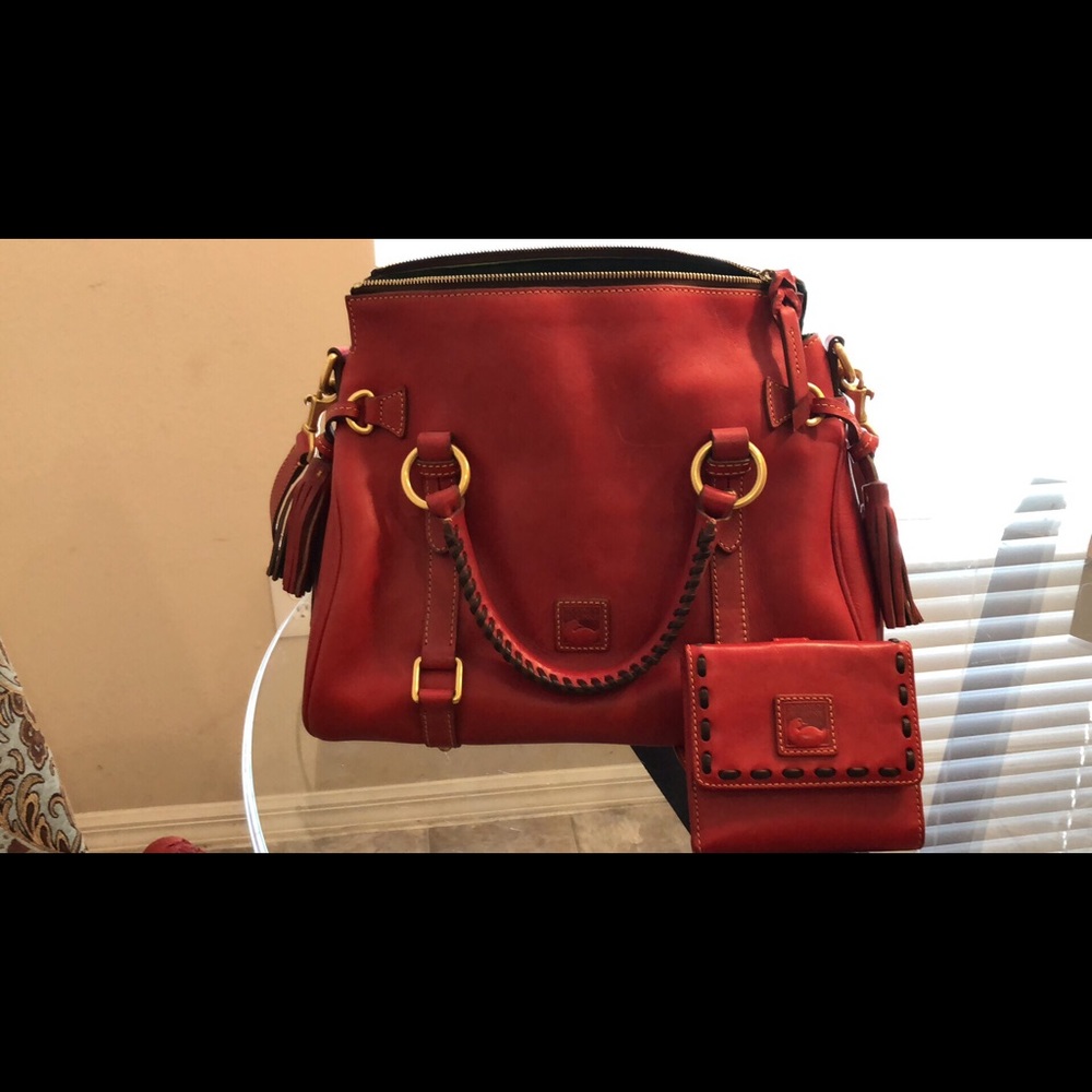 Authentic Dooney Bourke red purse and wallet